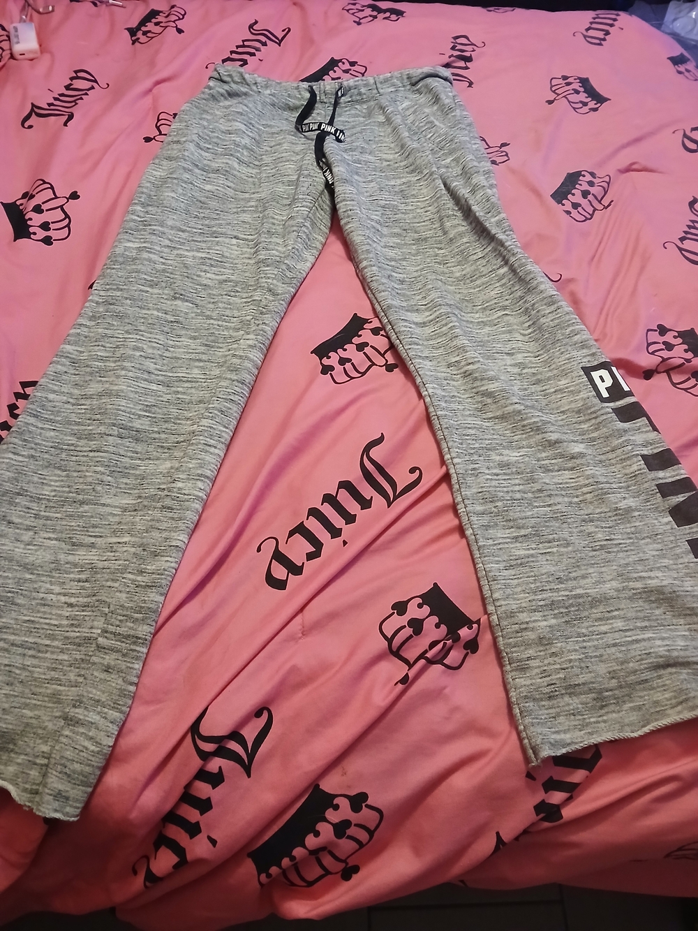 PINK Victoria's Secret Gray Marled Track Pants (Over-sized.)